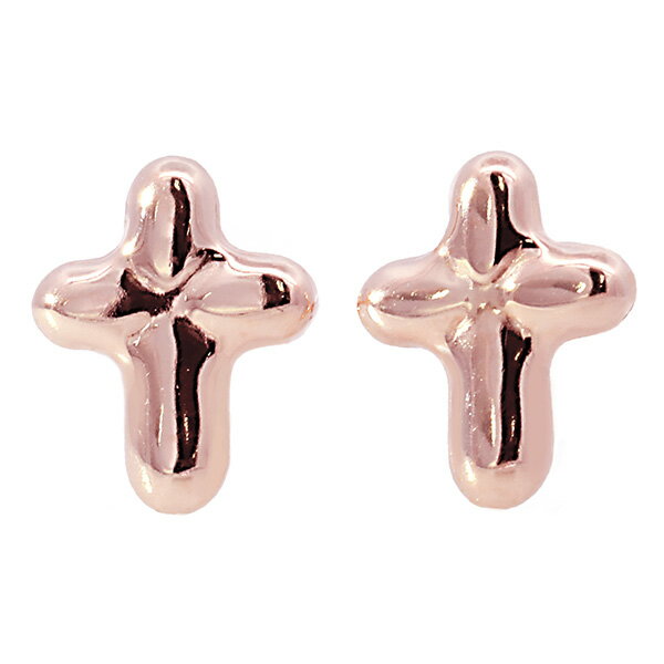 樂天商城 - 【10％OFFクーポン利用で】（237803）十字架 クロス ピアス 18k ピンク ぷっくり 小さめ レディース 女性