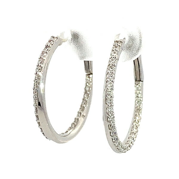 【10%OFFクーポン利用で】(246742)ダイヤモンド ピアス 0.5カラット フープピアス 18kホワイトゴールド 両耳 1ペア レディース 女性プレゼン...