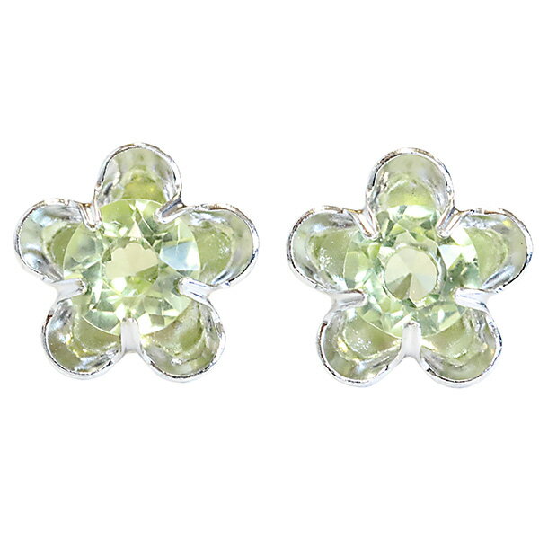 Peridot - 【10％OFFクーポン利用で】（267044）ペリドット フラワーピアス K14WG フラワー ペリドット定番 フラワー 誕生石ピアス お花 ペリドット ピアス 8月誕生石 14k K14 14金 ホワイトゴールド 華奢