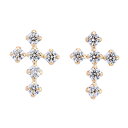 【10%OFFクーポン利用で】(267244)18k キュービックピアス クロス 十字 18金 K18 スーパーキュービック ジルコニア CZ ピアス レディー...