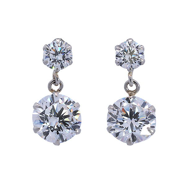 【10％OFFクーポン利用で】（267245）プラチナピアス PT キュービック スタッドピアス CZ ぶら下がり 3mm 5mm PT900 ピアス プレゼント ジルコニア