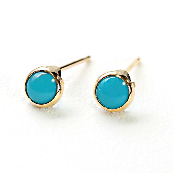 Turquoise - （268472）天然ターコイズピアス K18 ターコイズ ピアス 18k ピアス 18金 トルコ石 ピアス 12月誕生石