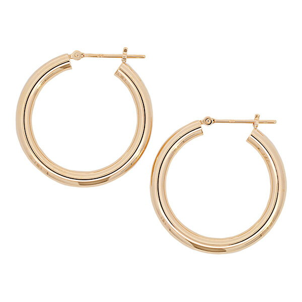 樂天商城 - 【10％OFFクーポン利用で】（k325）18k ピアス 輪っか リングピアス フープ 3mm×25mm K18フープピアス 太め パイプ リングピアス 両耳 1ペア 女性 プレゼント 18金ゴールド