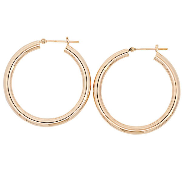 乐天商城 - 【10％OFFクーポン利用で】（k330）フープ 輪っか ピアス 18k 3mm×30mm K18フープリングピアス メンズ レディース 1ペア 両耳 プレゼント ギフト 18金 ゴールド 太め 大きめ