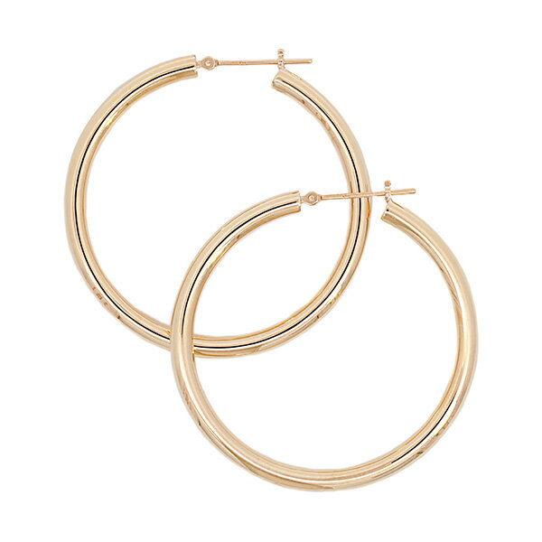 乐天商城 - 【10％OFFクーポン利用で】（k340）ピアス 18k 3mm×40mm フープピアス 輪っか リングピアス レディース メンズ 大きめ ピアス 両耳 1ペア K18ゴールド 地金 ピアス フープ プレゼント