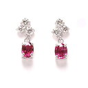 (pe245992)ピアス 天然ルビー/天然ダイヤモンドピアス PT スタッドピアス 両耳0.49カラット レディース 女性 おしゃれ 高品質 7月 誕生石