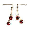【10%OFFクーポン利用で】(pe247098)ピアス 18kイエローゴールド ガーネット 4mm ピアス ぶら下がり 両耳 レディース 女性 1月 誕生石 プレゼント