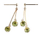 【10%OFFクーポン利用で】(pe247099)ピアス 18kイエローゴールド ペリドット 4mm ピアス ぶら下がり 両耳 レディース 女性 揺れる 8月 誕生石 プレゼント