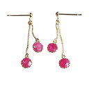 【10%OFFクーポン利用で】(pe247102)ピアス 18kイエローゴールド ルビー 4mm ピアス ぶら下がり 両耳 レディース 女性 かわいい 揺れる 7月 誕生石 プレゼント おしゃれ さくらんぼ ぴあす