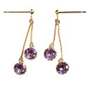 【10%OFFクーポン利用で】(pe247104)ピアス 18kイエローゴールド アメジスト 4mm ピアス ぶら下がり 両耳 レディース 女性 かわいい 揺れる 2月 誕生石 プレゼント おしゃれ さくらんぼ