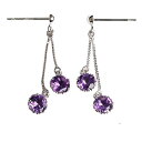 【10%OFFクーポン利用で】(pe247107)ピアス K14ホワイトゴールド アメジスト 4mm ピアス ぶら下がり 両耳 レディース 女性 かわいい 揺れる 2月 誕生石 プレゼント
