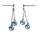 【10%OFFクーポン利用で】(pe247111)ピアス 14kホワイトゴールド ブルートパーズ 4mm ピアス ぶら下がり 両耳 レディース 女性 かわいい 揺れる 11月 誕生石 プレゼント K14WG