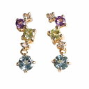 (pe247250)ピアス 18k マルチカラーピアス 両耳 レディース 女性プレゼント ペリドット アメジスト ホワイトトパーズ ブルートパーズ クールカラー...