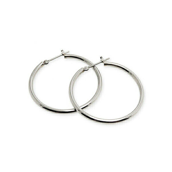Cubic Zirconia - 【10％OFFクーポン利用で】（pp203000）日本製 輪っかピアス リングフープピアス 両耳用 定番 シンプル 太め PT900 2mm×30mm レディース 女性 メンズ 男性 セカンドピアス わっか プラチナ プレゼント