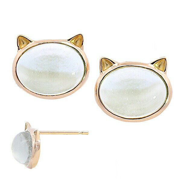 Topaz - ネコ ピアス K18