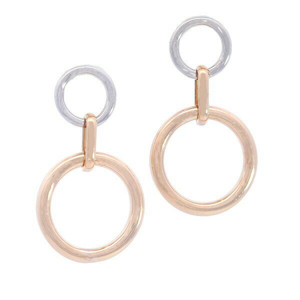 乐天商城 - 【10％OFFクーポン利用で】バイカラー サークルピアス ミックスメタルピアス PT K18