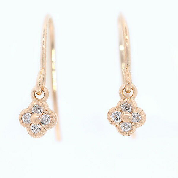 樂天商城 - 【10％OFFクーポン利用で】18K ダイヤモンド ピアス フックタイプ 花