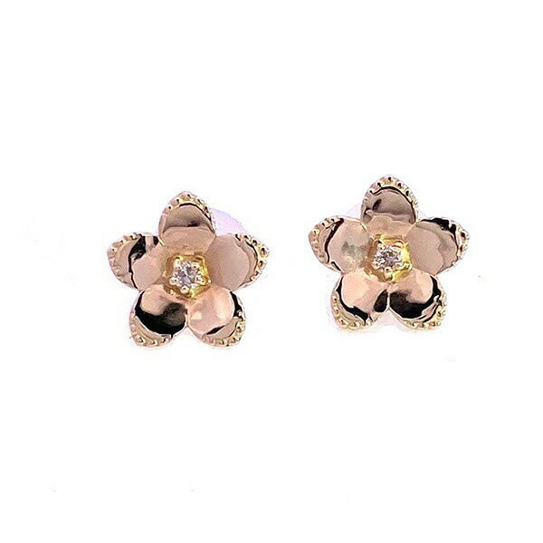 樂天商城 - 【10％OFFクーポン利用で】18K フラワ−ピアス ダイヤモンド 0.02ct