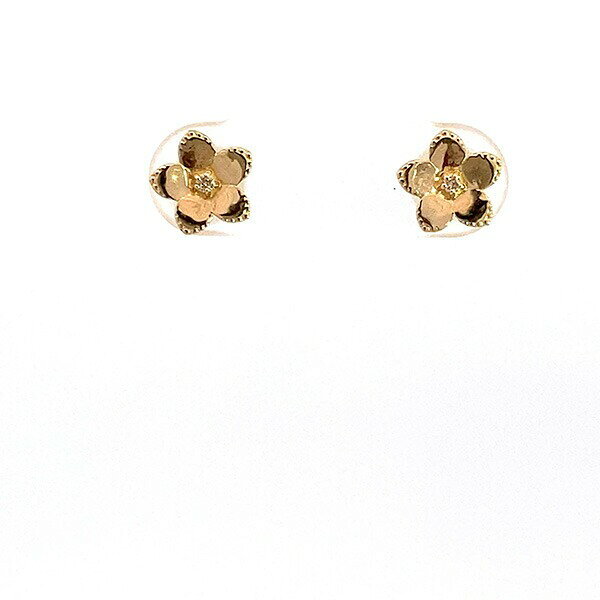 18K フラワ−ピアス ダイヤモンド 0.02ct