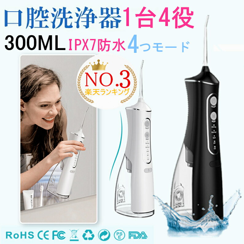 ★専用4本ノズルセット無料差し上げ★2025最新 口腔洗浄器 携帯用 コードレス 風呂 ジェット水流 携帯 充電式 300ML 歯間ジェット 歯垢除去 USB ...