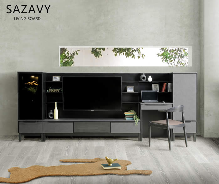 【送料無料】サザビー 幅70cm デスク リビングデスク コンパクト 2口コンセント付き 棚 収納 ブラック SAZAVY シンプル モダン PCデスク ワークデスク 机 人気 サンキ [3]