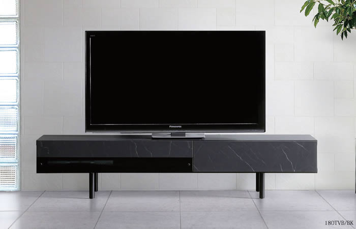 【送料無料】ROCA ロカ 幅180cm TVボード テレビボード 石目調メラミン化粧板 ホワイト ブラック 4口コンセント付き コード巻取りポール 高級感 リビング 収納 引出し 棚 テレビ台 ローボード AVボード TV台 スタイリッシュ シンプル モダン 人気 サンキ