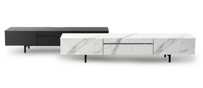 【送料無料】SETH セス 幅180cm TVボード テレビボード 白石目柄 セラミック柄 フルオープンレール 高級感 リビング 収納 引出し 棚 テレビ台 ローボード AVボード TV台 スタイリッシュ シンプル モダン 人気 サンキ [2]