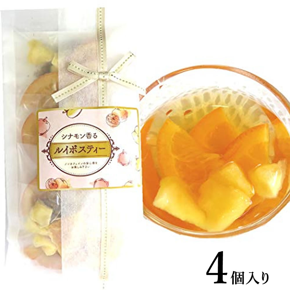 ドライフルーツ&ルイボスティー 4個入り 2種類のドライフルーツを楽しめる 送料無料 バレンタイン ギフト 贈り物 プレゼント プチギフト シナモンフレーバー フルーツティー ノンカフェイン 食べられる 紅茶 りんご オレンジ