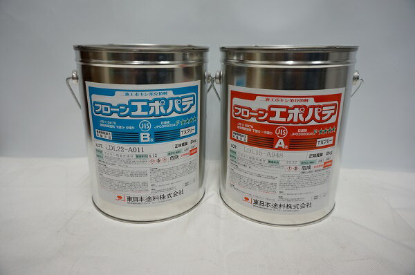 東日本　フローンエポパテ　グレー色　4kgセット　F☆☆☆☆　（二液エポキシ系）※取り扱い説明書付き。
