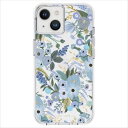 iPhone 14/13 兼用 ケース RIFLE PAPER Garden Party Blue 花柄 耐衝撃 MagSafe対応 Case-Mate