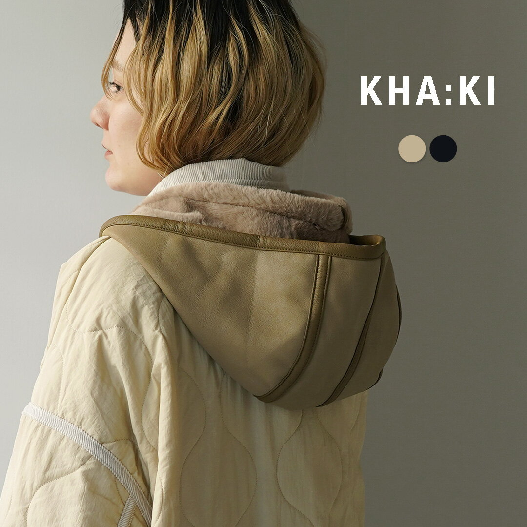 【10%OFFクーポン対象】KHA:KI(カーキ) エコ ムートン 2WAYフード / レディース バラクラバ 帽子 エコレザー エコファー ECO MOUTO...