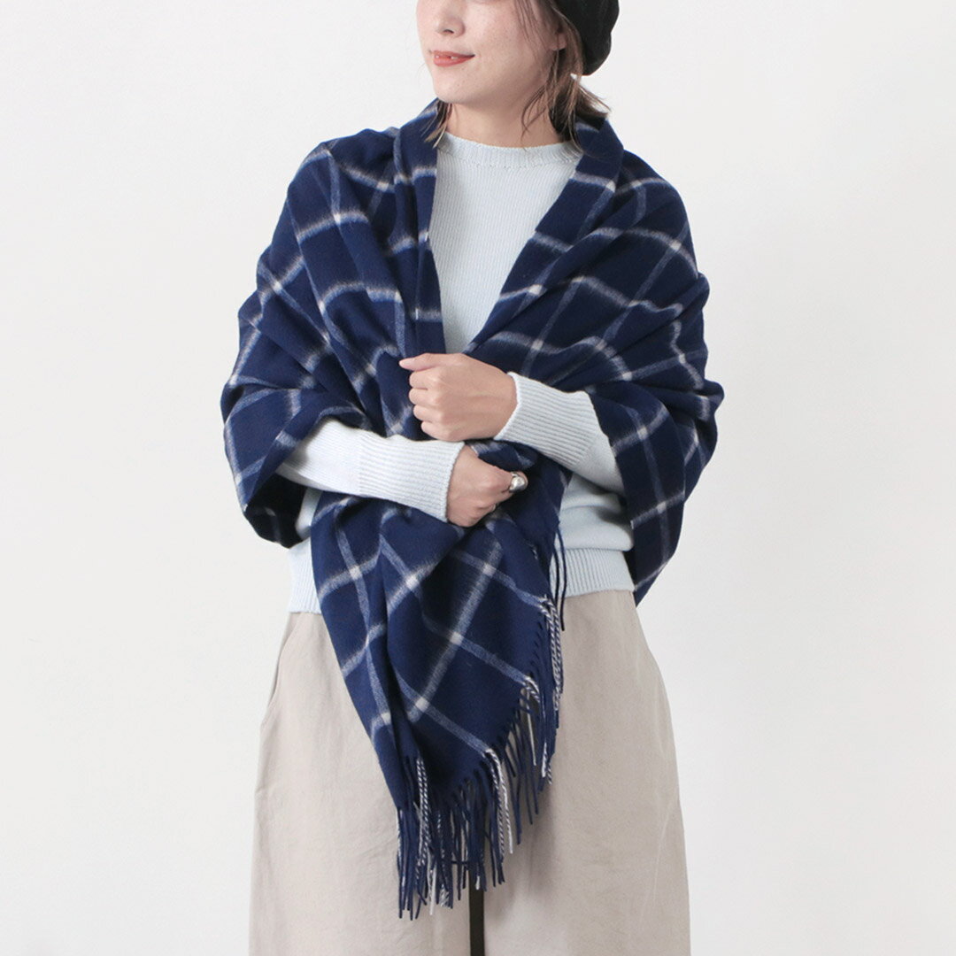 【新品】TWEEDMILL チェックストール　ブルー フレディエミュ fredy emue TWEEDMILL ウールチェックストール48