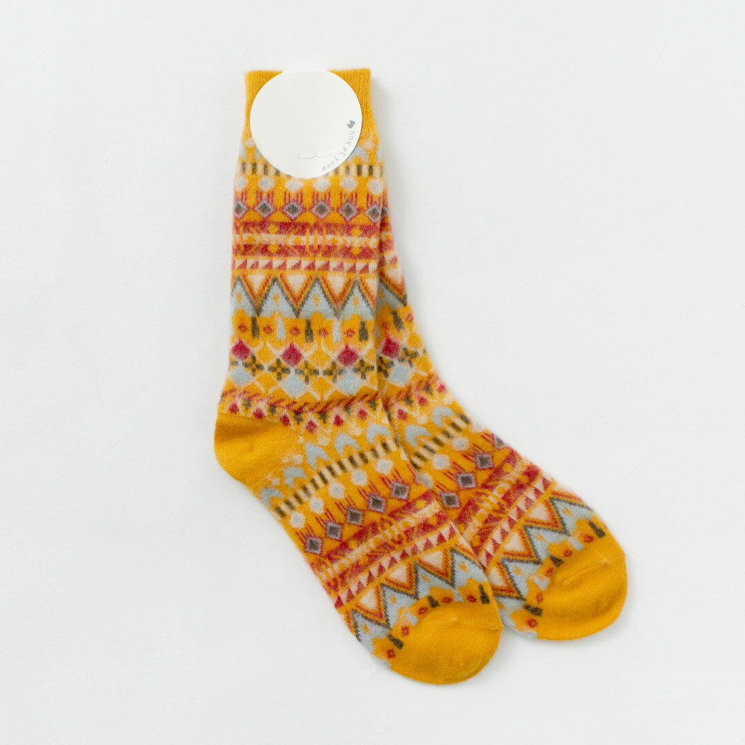 【30％OFF】meri ja kuu（メリヤクー） フェアアイル ショートソックス 編む物語 / 靴下 厚め レディース 日本製 ウール 柄【セール】