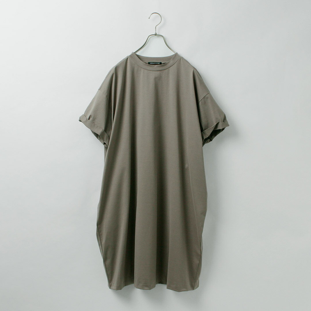 mizuiro ind（ミズイロインド） ロールアップ スリーブワンピース / カットソー 半...