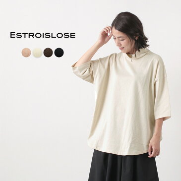 【50％OFF】ESTROISLOSE（エストゥロワルーズ） オープンエンド 天竺 オフタートル チュニック / レディース / ハイネック / コットン / 半袖 / 日本製 / EC20302【セール】