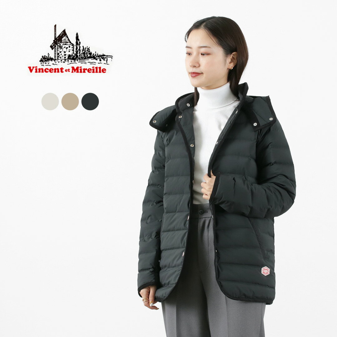 VINCENT ET MIREILLE（ヴァンソン エ ミレイユ） WOMENS ステッチレス ダウンジャケット フードデタッチャブル レディース アウター 2way 薄手 700FP STITCHLESS DOWN COAT クリスマス プレゼント ギフト