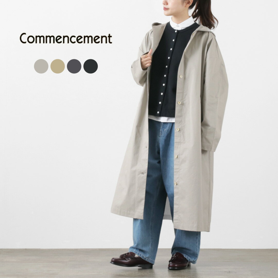 【50％OFF】COMMENCEMENT コメンスメント フーデッド シャツコート / アウター ロング レディース フード 長袖 日本製 ゆったり 綿 コットン C-196 Hooded shirt coat【セール】