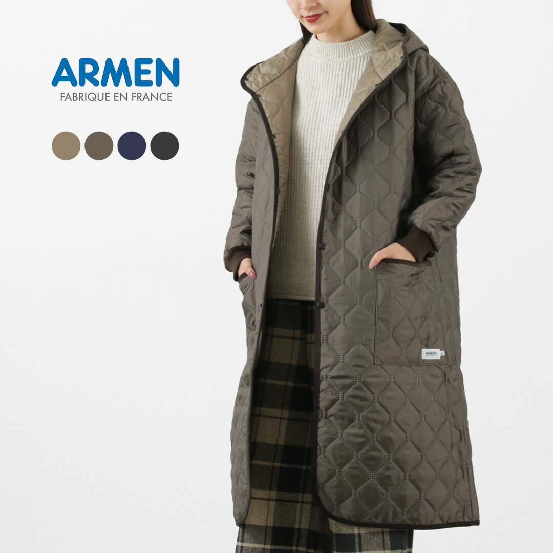 アーメン ARMEN（アーメン） オーバーサイズ フーデッド コート / レディース アウター ロング キルティング フード付き