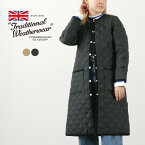 TRADITIONAL WEATHERWEAR（トラディショナル ウェザーウェア） アークリー ノーカラーキルティングコート レオパードライニング / レディース アウター ライトアウター コート ロング丈 ARKLEY LONG LEO