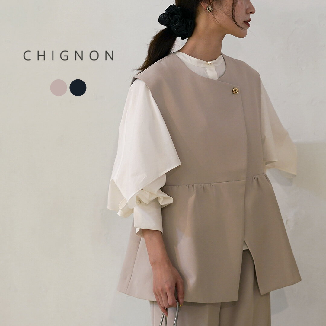 CHIGNON（シニヨン） ペプラムベスト / レディース トップス 前開き オケージョン フォーマル ビジネス オフィス