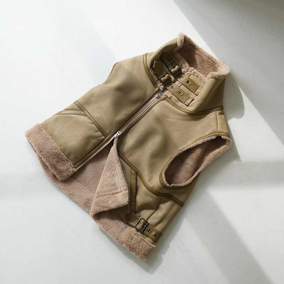 【50％OFF】KHA:KI（カーキ） エコムートン B3 ベスト / レディース 前開き ミリタリー ファー ECO MOUTON B3 VEST【セール】 daigochi-10006795 GochI by ROCOCO サンプル画像3