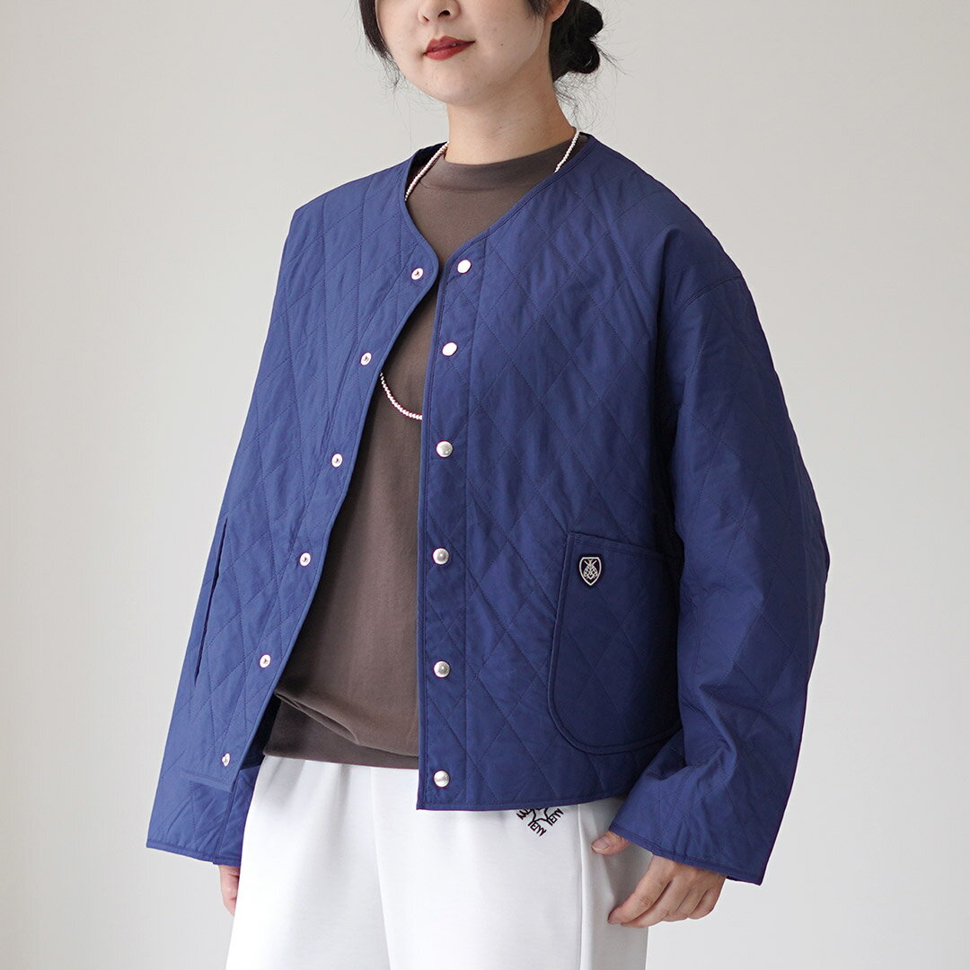 ORCIVAL◆コットンキルトカラーレスジャケット eb193f6db7614d6e84d0b94108e40b