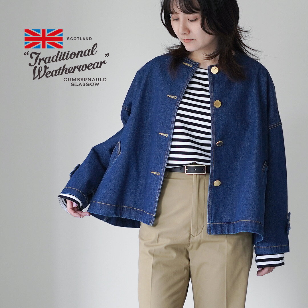乐天商城 - TRADITIONAL WEATHERWEAR（トラディショナル ウェザーウェア） MALTON ノーカラー ショートデニム ジャケット / レディース Gジャン