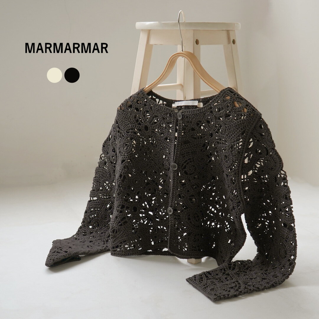 乐天商城 - MARMARMAR（マーマーマー） レースニット カーディガン / レディース 透かし編み ショート丈 シアー