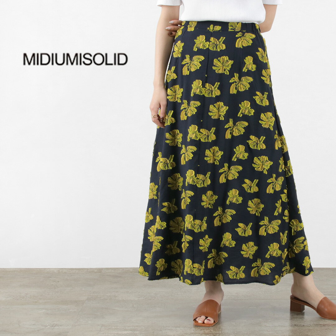 樂天商城 - 【50％OFF】MIDIUMISOLID（ミディウミソリッド） フラワー ジャガード スカート / ロング フレア ウエストゴム 花柄 Flower Jaquard SK【セール】