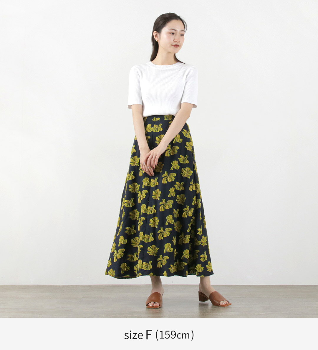 【70％OFF】MIDIUMISOLID（ミディウミソリッド） フラワー ジャガード スカート / ロング フレア ウエストゴム 花柄 Flower Jaquard SK【セール】 daigochi-10005385 GochI by ROCOCO サンプル画像3