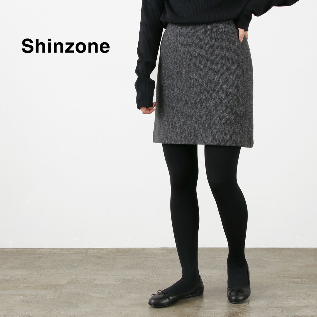 SHINZONE（シンゾーン） ヘリンボーン ミニ スカート / ウール ツイード ハイウエスト 台形 23AMSSK02 HERRINGBONE MINI SK その1