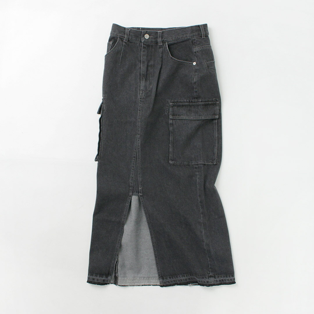 【70％OFF】CHIGNON（シニヨン） DENIMカーゴスカート / ロング丈 デニム スリット 綿 コットン 12oz Denim Cargo SK【セール】 daigochi-10005593 GochI by ROCOCO サンプル画像3