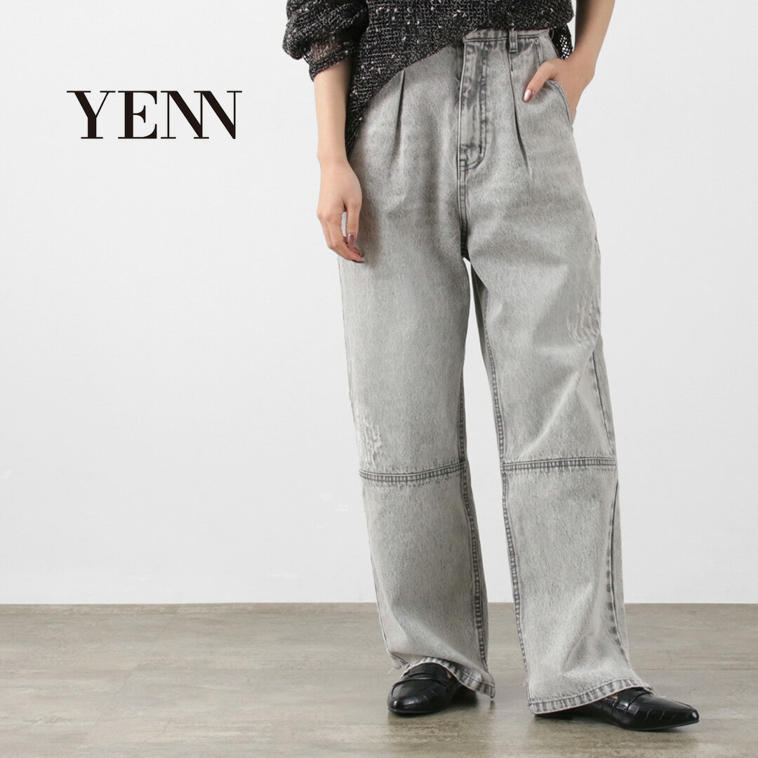 YENN（イェン） ハイライズ タックワイドパンツ / レディース ボトムス デニム シーンズ ハイウエスト HIGH RISE TUCK WIDE PT L/GRAY