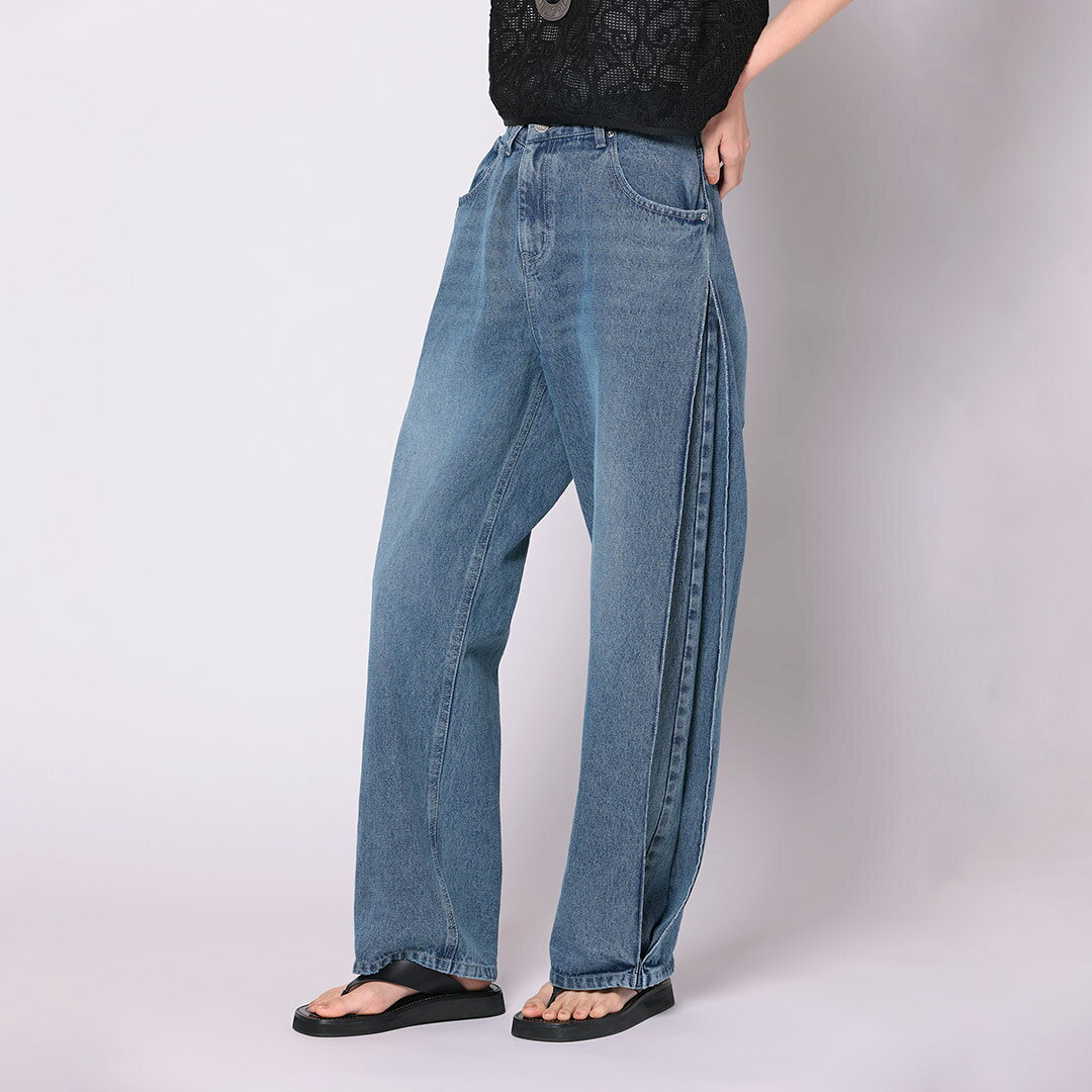 【30％OFF】YENN（イェン） サイドプリーツ デニムパンツ / レディース ボトムス ワイド ジーンズ カーブデニム SIDE PLEATED DENIM PT【セール】 daigochi-10006012 GochI by ROCOCO サンプル画像3